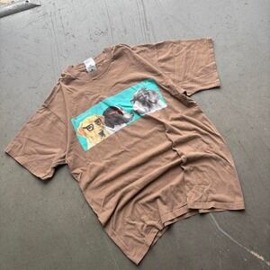 Brown vintage 90s graphic tee with dog design The Nerd Dogs Shirt Size Large